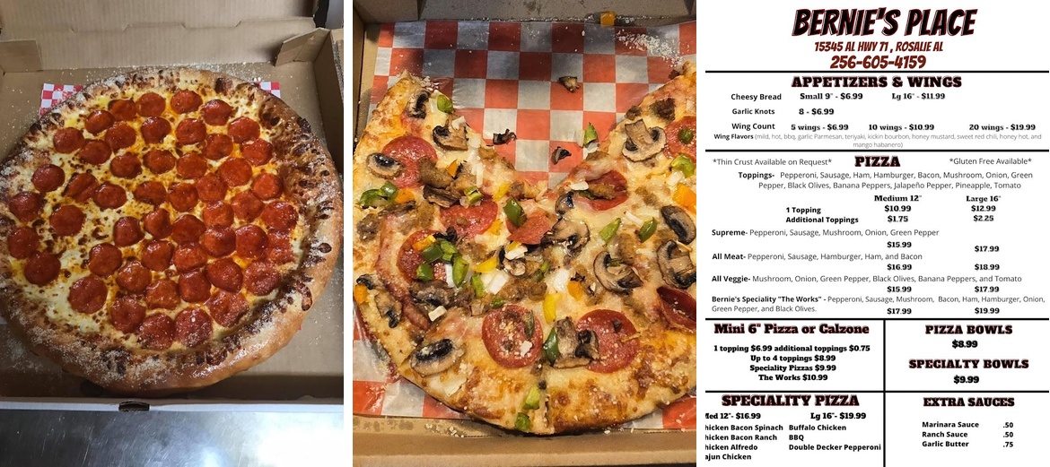 Bernie's Place Menu